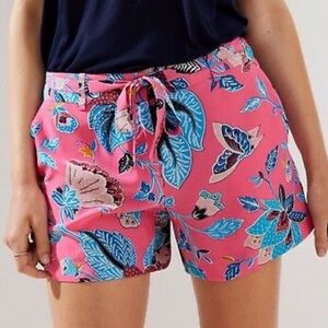 Ann Taylor LOFT Bloom Tie Waist Floral Shorts - Plus Size 26